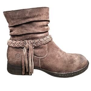 Born Women’s Ouvea Brown Suede Distressed Ankle Boot Size US 7.5